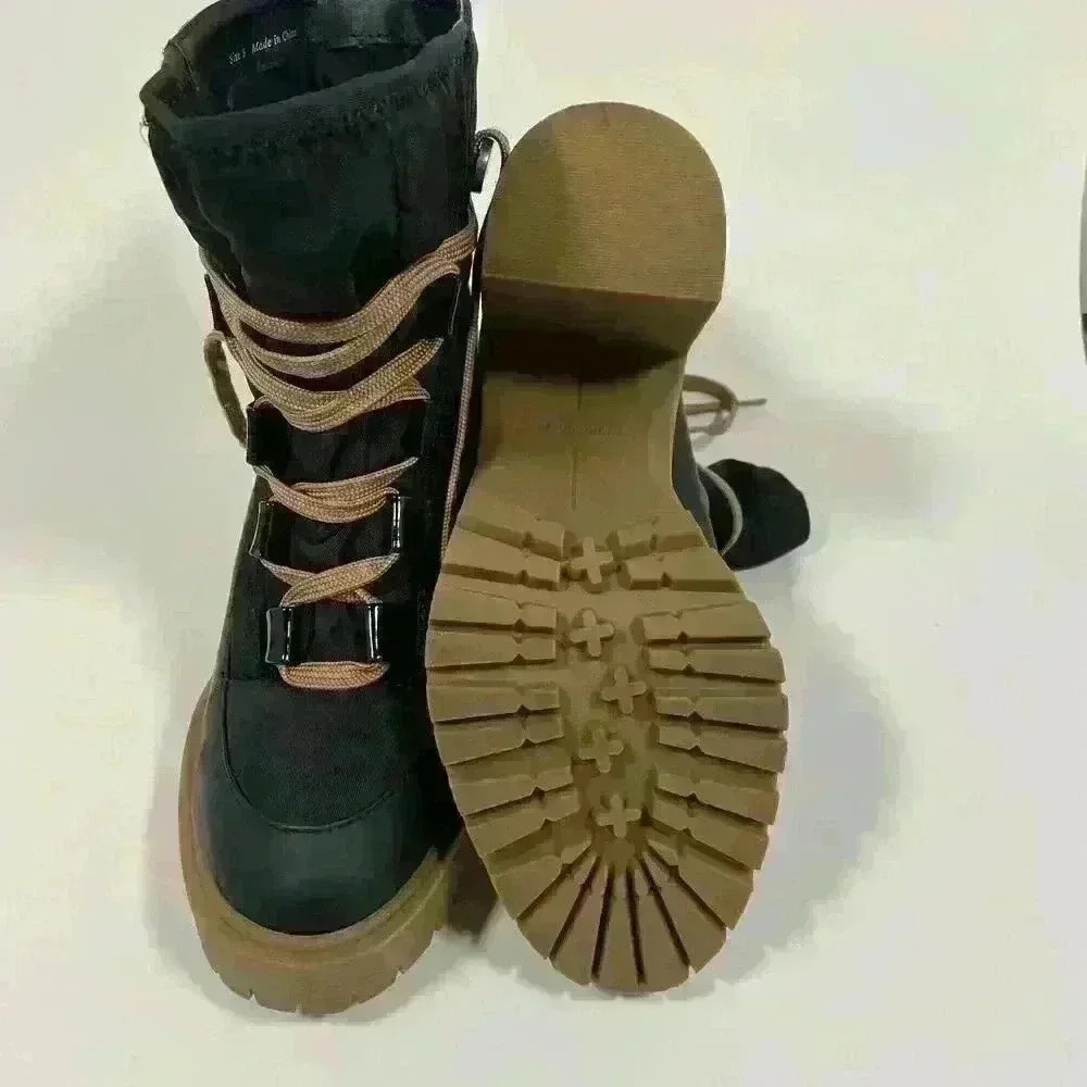 Dolce Vita Celida Lace-up Hiking Boot Lug Sole Block Heel Black Women Size 5 - Picture 9 of 10